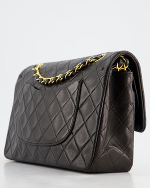 Chanel Vintage Black Medium Classic Double Flap Bag in Lambskin Leather with 24K Gold Hardware