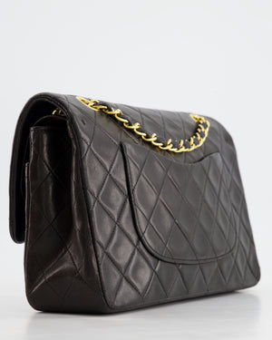 Chanel Vintage Black Medium Classic Double Flap Bag in Lambskin Leather with 24K Gold Hardware