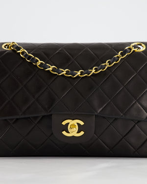 Chanel Vintage Black Medium Classic Double Flap Bag in Lambskin Leather with 24K Gold Hardware