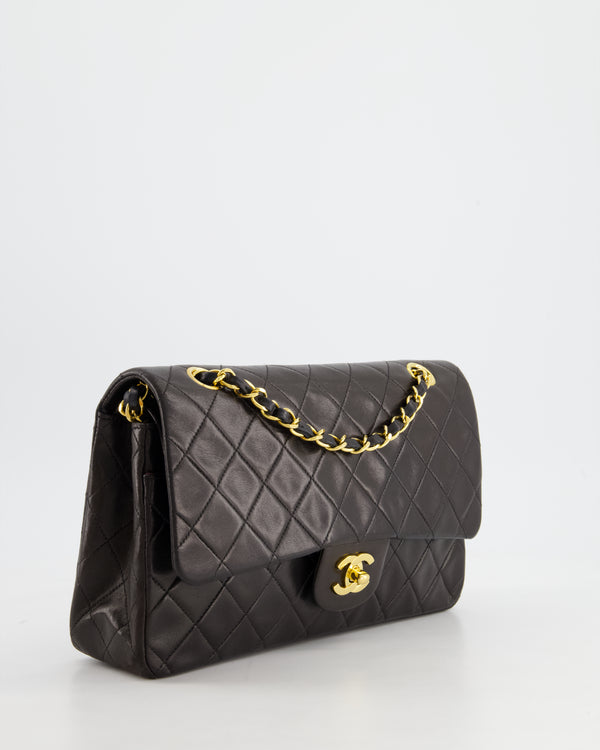 Chanel Vintage Black Medium Classic Double Flap Bag in Lambskin Leather with 24K Gold Hardware