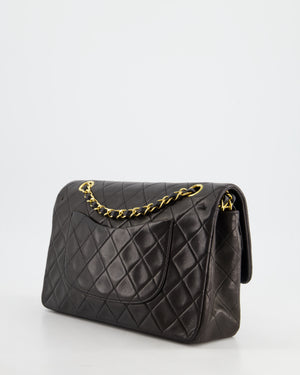 Chanel Vintage Black Medium Classic Double Flap Bag in Lambskin Leather with 24K Gold Hardware