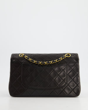 Chanel Vintage Black Medium Classic Double Flap Bag in Lambskin Leather with 24K Gold Hardware