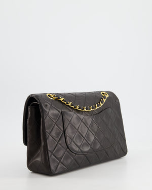 Chanel Vintage Black Medium Classic Double Flap Bag in Lambskin Leather with 24K Gold Hardware