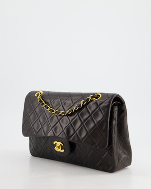 Chanel Vintage Black Medium Classic Double Flap Bag in Lambskin Leather with 24K Gold Hardware