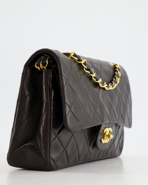 Chanel Vintage Black Medium Classic Double Flap Bag in Lambskin Leather with 24K Gold Hardware