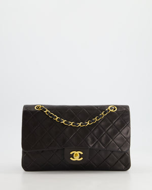 Chanel Vintage Black Medium Classic Double Flap Bag in Lambskin Leather with 24K Gold Hardware