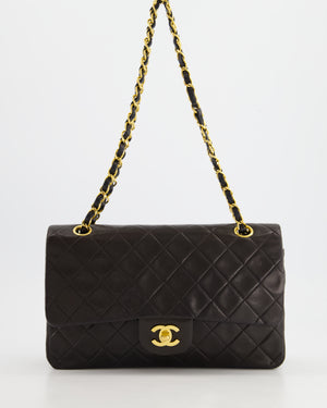 Chanel Vintage Black Medium Classic Double Flap Bag in Lambskin Leather with 24K Gold Hardware