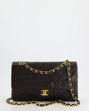 Chanel Vintage Black Medium Classic Double Flap Bag in Lambskin Leather with 24K Gold Hardware