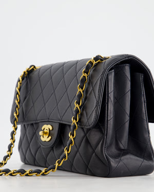 Chanel Black Vintage Lambskin Double Faced Classic Flap Bag with 24K Gold Hardware