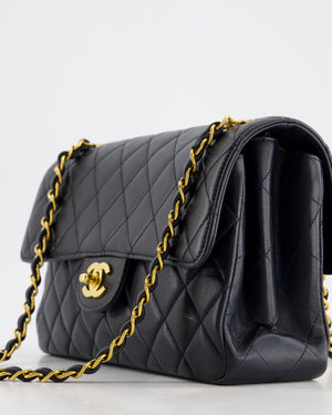 Chanel Black Vintage Lambskin Double Faced Classic Flap Bag with 24K Gold Hardware