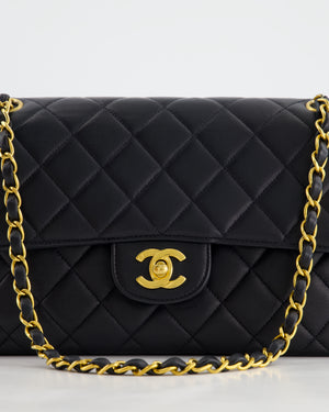 Chanel Black Vintage Lambskin Double Faced Classic Flap Bag with 24K Gold Hardware