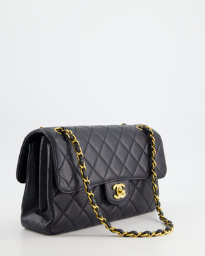 Chanel Black Vintage Lambskin Double Faced Classic Flap Bag with 24K Gold Hardware