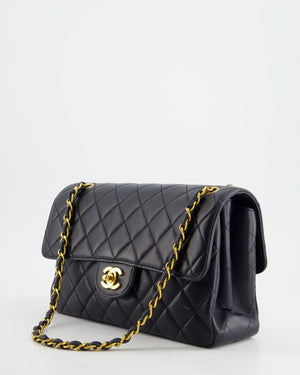 Chanel Black Vintage Lambskin Double Faced Classic Flap Bag with 24K Gold Hardware