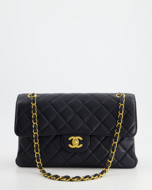 Chanel Black Vintage Lambskin Double Faced Classic Flap Bag with 24K Gold Hardware