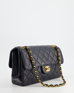 Chanel Black Vintage Lambskin Double Faced Classic Flap Bag with 24K Gold Hardware