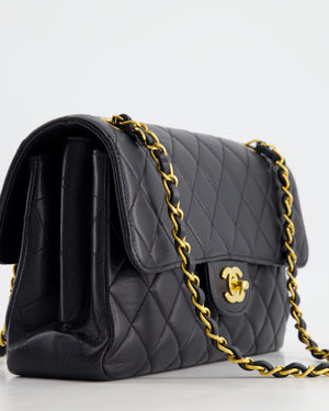 Chanel Black Vintage Lambskin Double Faced Classic Flap Bag with 24K Gold Hardware