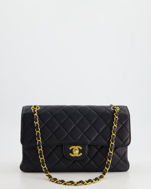 Chanel Black Vintage Lambskin Double Faced Classic Flap Bag with 24K Gold Hardware