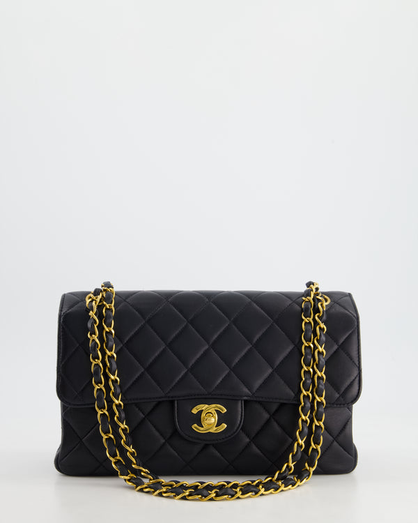 Chanel Black Vintage Lambskin Double Faced Classic Flap Bag with 24K Gold Hardware