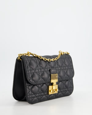 Christian Dior Black Leather Dior Addict Flap Bag with Antique Gold Hardware