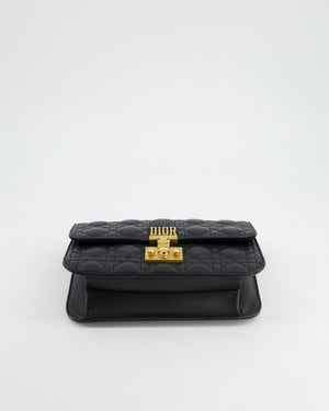 Christian Dior Black Leather Dior Addict Flap Bag with Antique Gold Hardware