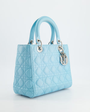 Christian Dior Tiffany Blue Medium Lady Dior Bag in Cannage Lambskin with Silver Hardware