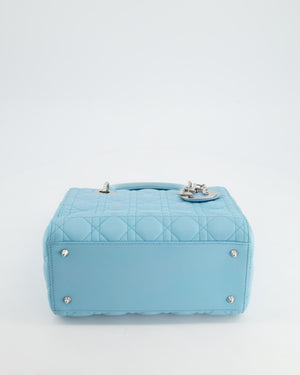 Christian Dior Tiffany Blue Medium Lady Dior Bag in Cannage Lambskin with Silver Hardware