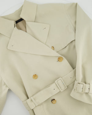 The Row Dove Grey Trench Coat with Tortoise Shell Buttons and Belt Size XS (UK 6)