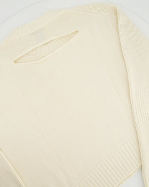 Bottega Veneta Cream Pre Spring 2020 Knit Long Sleeve Jumper with Open Back and Side Detail IT 40 (UK 8)