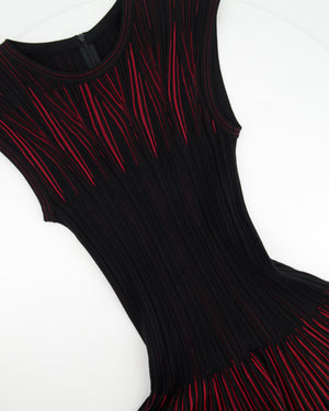 Alaia Black and Red Stripe Knit Sleeveless A-Line Midi Dress with Round Neckline Size IT 40 (UK 8)