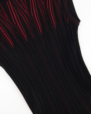 Alaia Black and Red Stripe Knit Sleeveless A-Line Midi Dress with Round Neckline Size IT 40 (UK 8)