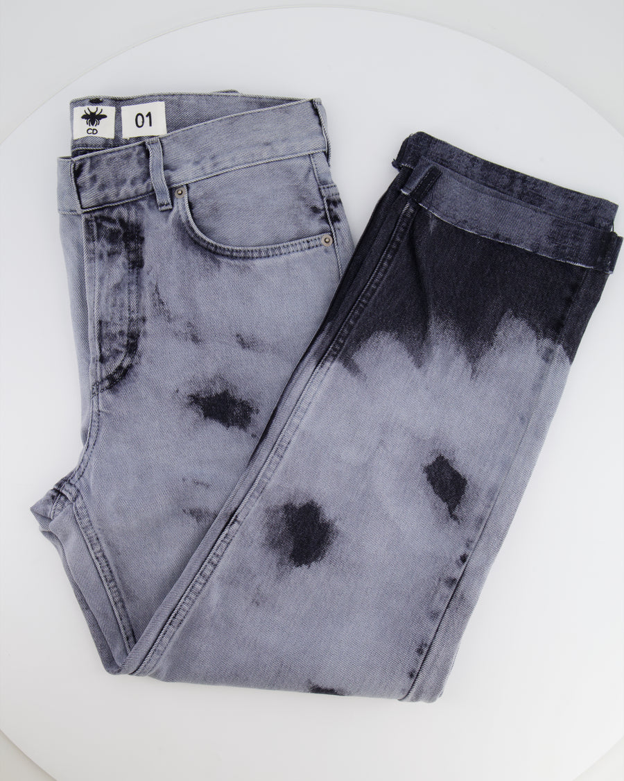 Christian Dior 01 Grey and Black Straight Leg Tie-Dye Jeans Size FR 34 (UK 6)