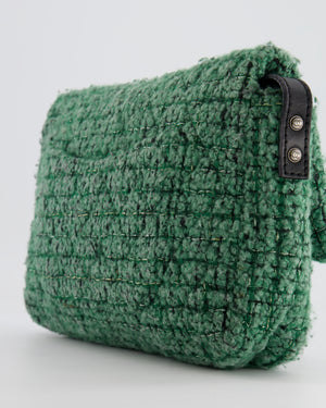 *FIRE PRICE* Chanel Green Tweed 2.55 Large Crossbody Bag with Ruthenium Hardware