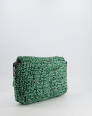 *FIRE PRICE* Chanel Green Tweed 2.55 Large Crossbody Bag with Ruthenium Hardware