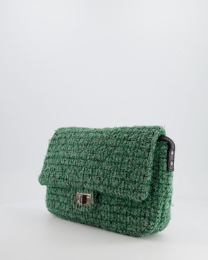 *FIRE PRICE* Chanel Green Tweed 2.55 Large Crossbody Bag with Ruthenium Hardware