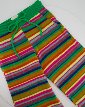 Elder Statesman X Gucci Green, Yellow, Multicolour Striped Cashmere Lounge Trousers Size S (UK 8)