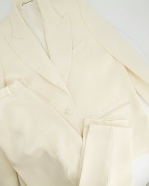 Magda Butrym Silk Ivory Suit Jacket and Toruser Set Size FR 36 (UK 8)