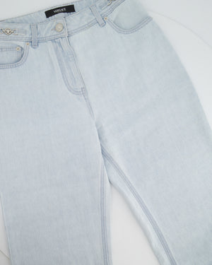 Versace Light Blue Denim Medusa '95 Jeans with Silver Logo Detail IT 25 (UK 6) RRP £830