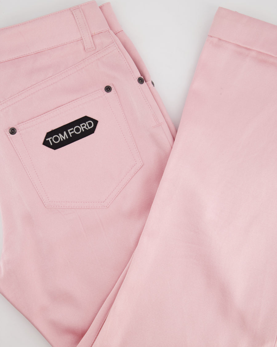 Tom Ford Pink Satin Trouser with Logo Size S (UK 6)