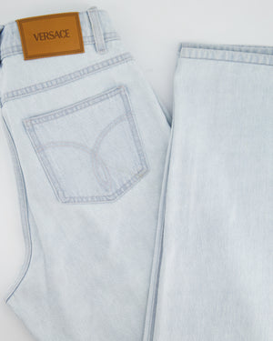 Versace Light Blue Denim Medusa '95 Jeans with Silver Logo Detail IT 25 (UK 6) RRP £830