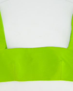 Valentino Lime Green Cropped Satin Sleeveless Top IT 42 (UK 10)