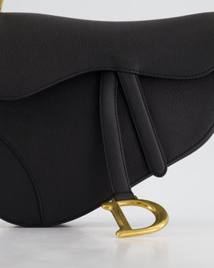 *HOT* Christian Dior Black Saddle Bag in Grained Calfskin Leather with Antique Gold Hardware