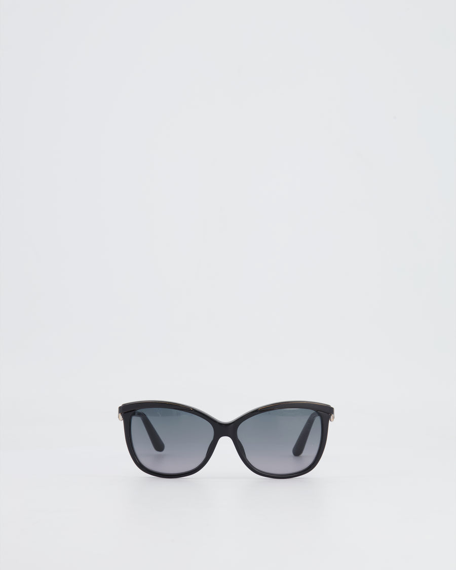 Dior Black Sunglasses with Blue and Gold Logo Detailing