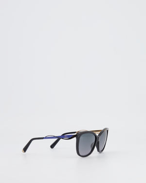 Dior Black Sunglasses with Blue and Gold Logo Detailing