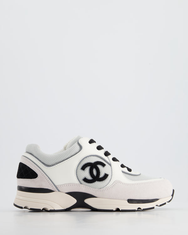 Chanel White Trainers with Black CC Logo Size EU 38