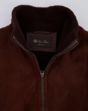 Loro Piana Chocolate Brown Shearling Jacket with Pockets Size IT 40 (UK 8)