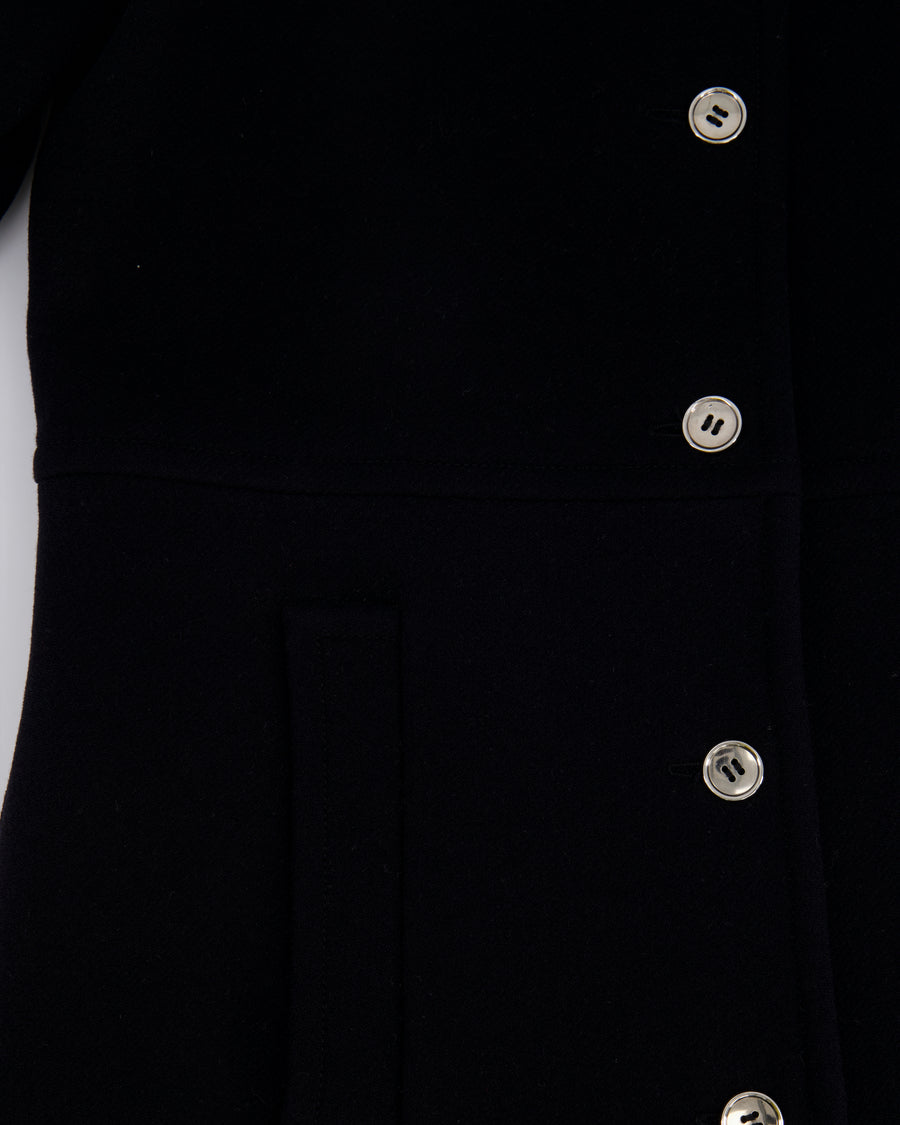 Courrèges Black Wool Coat with Buttons Detailing Size FR 34 (UK 6) RRP £1,250