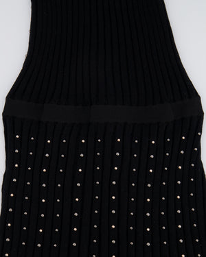 Versace Black Knitted Mini Sleeveless Dress with Gold Stud Details Size IT 38 (UK 6)