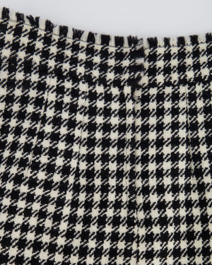 Dolce & Gabbana Black & White Wool Houndstooth Mini Skirt with Zebra Appliqué Size IT 38 (UK 6)