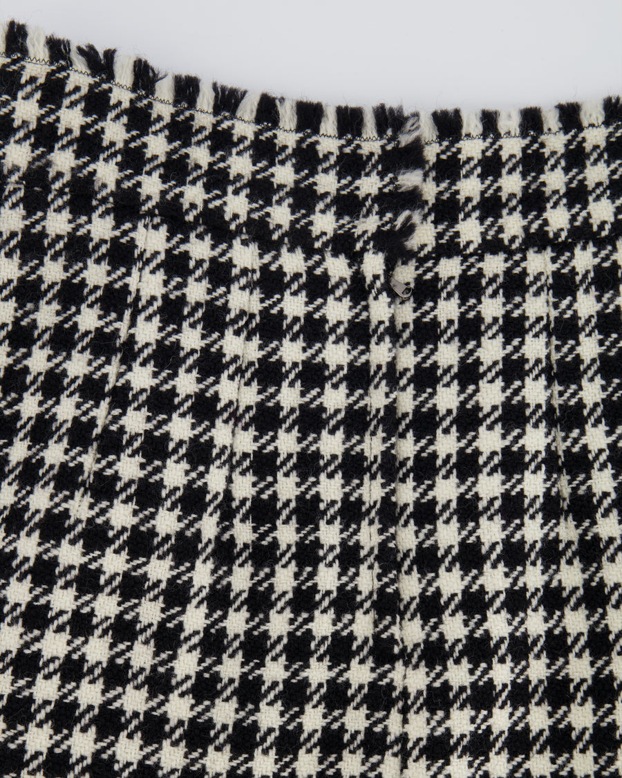 Dolce & Gabbana Black & White Wool Houndstooth Mini Skirt with Zebra Appliqué Size IT 38 (UK 6)