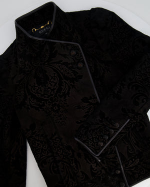 Gucci Black Suede Leather Brocade Jacket Size IT 38 (UK 6)